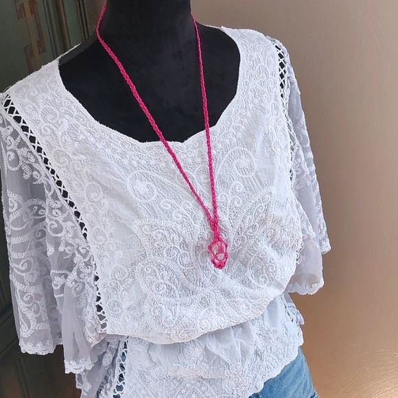 Macrame, Quartz Pink Hemp Necklace Handcrafted - Picture 7 of 13